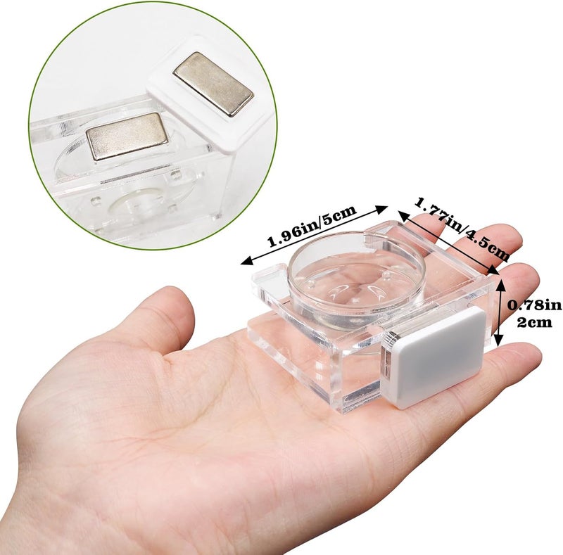 Oooct 2 Pack Jumping Spider Feeding Dish - Transparent Acrylic Magnetic Tarantula Food Bowl and Water Dish - Enclosure Accessories for Small Spiders - Image 3